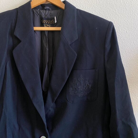 VINTAGE CLASSIQUES BLACK BLAZER MENS WOOL SIZE XS - Picture 4 of 8